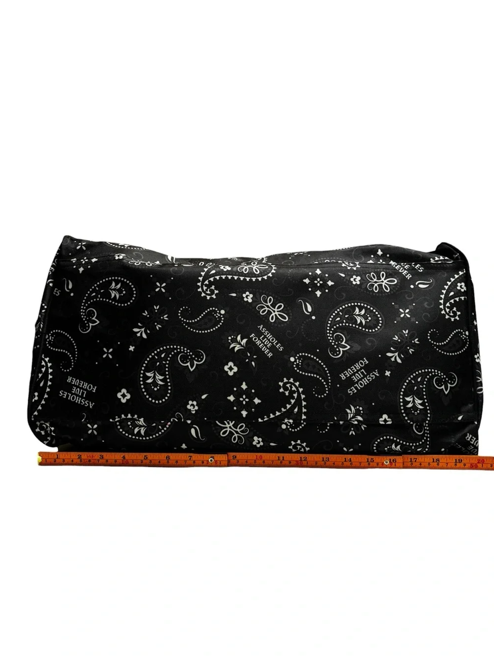 Assholes Live Forever Emotional Baggage Black Paisley Duffel Bag NWOT